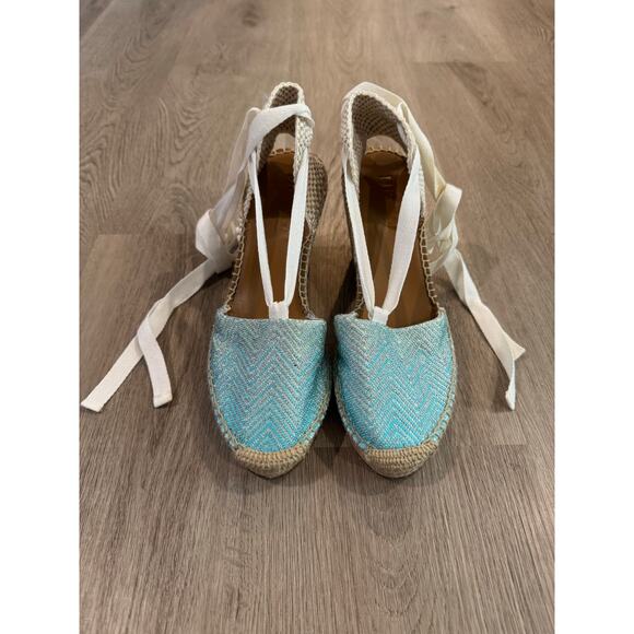 NWB Missoni Milano Aqua and Cream Espadrilles Jute-Wrapped Women's size 40/US9.5 - Picture 1 of 8